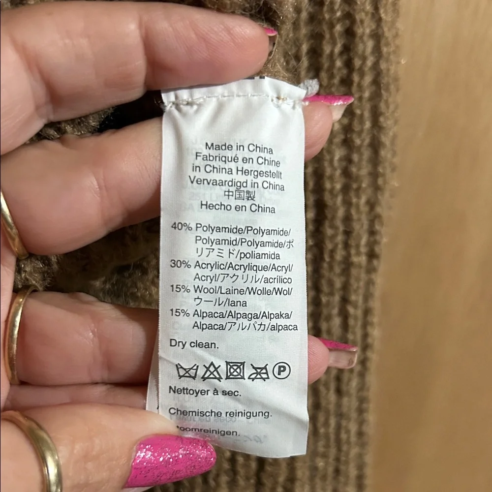 J. Crew Tan Sweater with Black Floral Accents